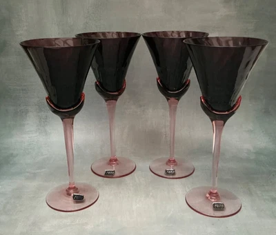 Mikasa Blossoms Plum Wine/Water Glasses Goblets Art Nouveau NEW 9 1/4” - Image 1 of 4