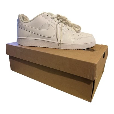 NIKE Backboard II Men's Sz 9 Leather Casual Athletic Shoe 487657 100 All White - Image 1 of 4