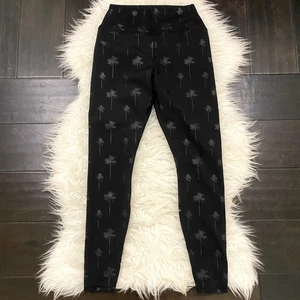 Spiritual Gangster Shine Embossed Palm Tree Legging Black Women's Size M - Picture 1 of 3
