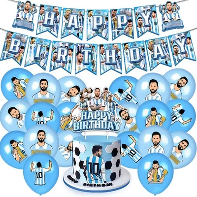 Suministros de fiesta de cumpleaños con temática de fútbol, ​​decoraciones de fiesta de cumpleaños de fútbol incluidas... Foto 1 de 4