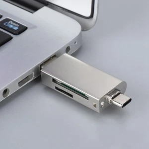2 In 1 Type C Card Reader For SD/TF/Micro SD Card OTG USB Adapter CB - Afbeelding 1 van 13