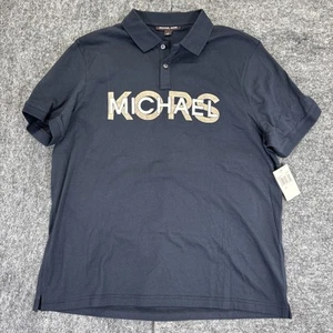 Michael Kors Men’s Polo Shirt Midnight/Silver Short Sleeve Cotton Size M - NWT - Picture 1 of 5