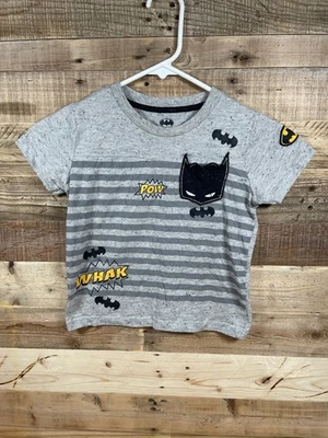 Camiseta DC Comics Batman Niños (4T) Rayas Gris Superhéroe Manga Corta Camiseta Top Foto 1 de 4