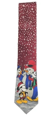 Corbata de Navidad Disney Mickey Unlimited Vintage Patrón Goofy Donald ROJA  Foto 1 de 4