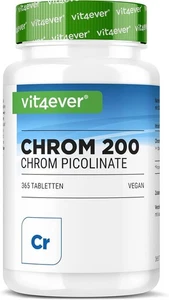 Chromium Picolinate 365 Tabletten für Vegetarier 200mcg Chrom Gesundheit - Picture 1 of 7