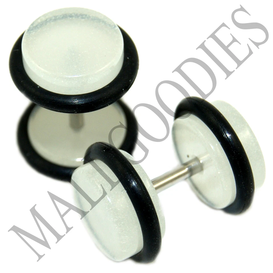 0347 Tapones para los oídos falsos ilusión tramposo 16G look 0G brillo escarcha transparente  Foto 1 de 1