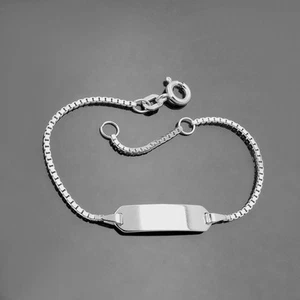 Baby Taufe Armkette Armband 14 cm mit Gravur von Name Datum Echt Silber 925 - Bild 1 von 4