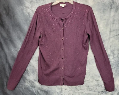 Cárdigan suéter Merona para mujer talla grande púrpura con cuentas Foto 1 de 4