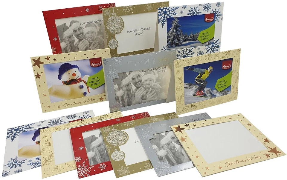 EVELAY LTD 24 x Christmas Photo Frame Cards & Envelopes Personalised any Family Picture