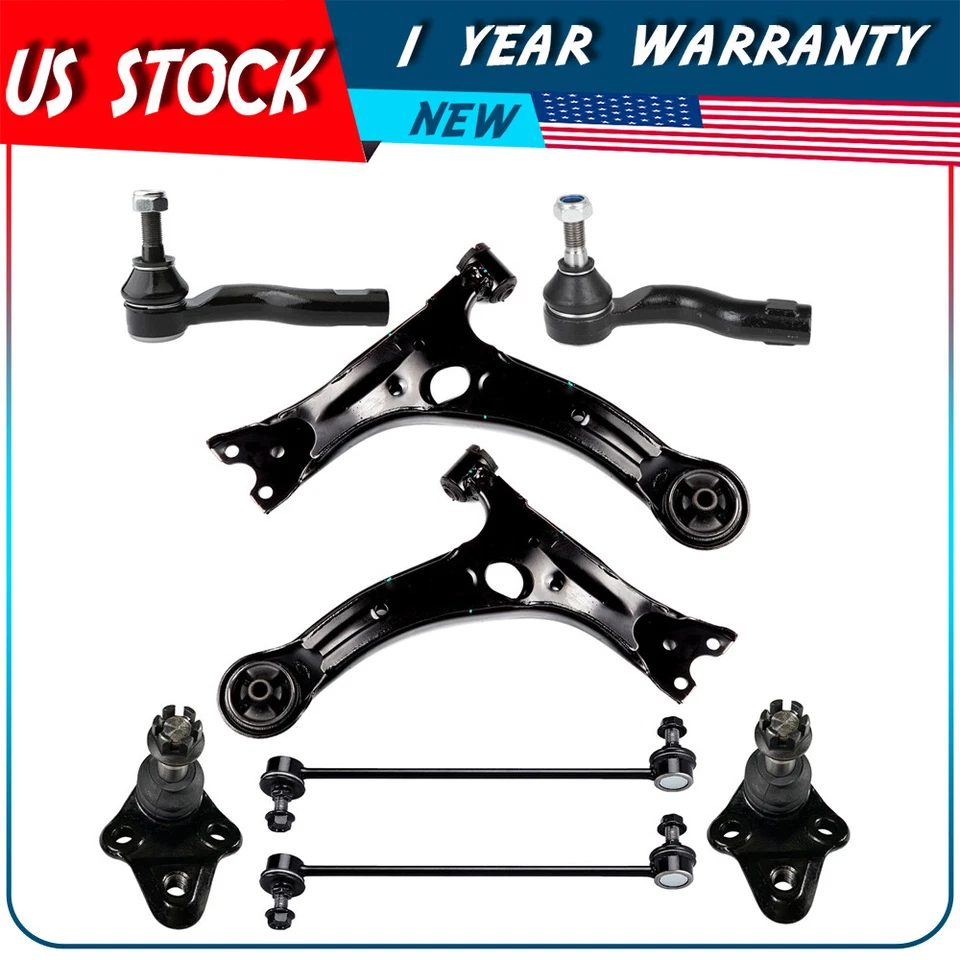 8pc Front Suspension Kit Lower Control Arm Sway Bar For 2000-2005 Toyota Celica - Image 1 of 4
