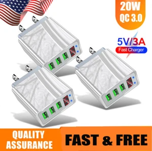 3Pack 3 Port Fast Quick QC 3.0 USB Hub Wall Charger Power Charge Adapter US Plug - Picture 1 of 12