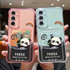 Für Samsung S25 Ultra S24 FE S23 A56 A16 Karten Tasche Silikon Panda Case Hülle - Bild 1 von 14