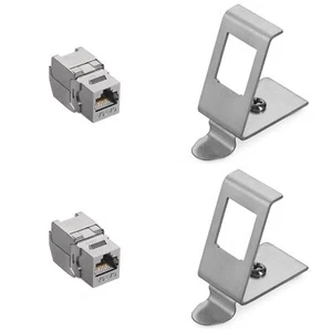 2x Módulo keystone blindado para cable CAT6A conectores con soporte de raíl DIN - Afbeelding 1 van 7