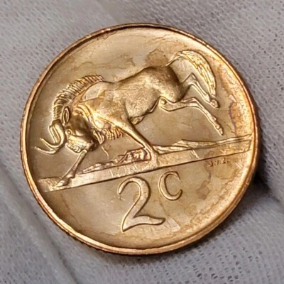 Sudáfrica 1989 2 centavos 2C brillante ñus sin circular Foto 1 de 4