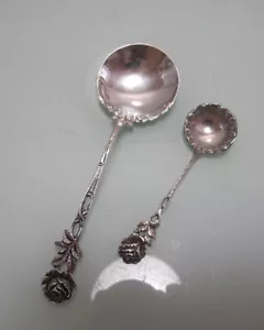 Sahnelöffel + Zuckerlöffel Hildesheimer Rose 800 Silber (A208) - Bild 1 von 3