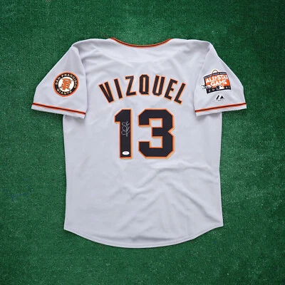 Omar Vizquel signed 2007 San Francisco Giants Road All Star Patch Jersey PSA/DNA - Image 1 of 4