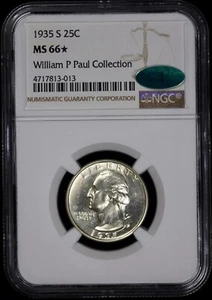 1935-S Washington 25c Quarter NGC MS 66* CAC Approved Proof Like Obverse - Picture 1 of 4