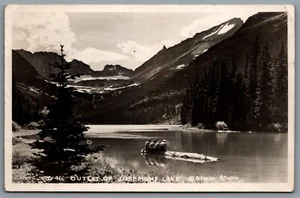 Postcard RPPC c1940s Glacier National Park MT Josephine Lake Four Girls on Log - Bild 1 von 2