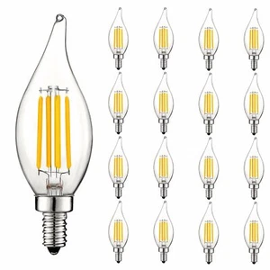 16x Luxrite 5W Vintage Candelabra LED Bulb Dimmable 2700K 550lm Cool White E12 - Picture 1 of 7