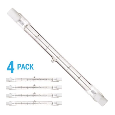 4 Pack 118mm Double Ended 300W T3 120V Clear Bulb Recessed SC R7s Warm White - Image 1 of 3
