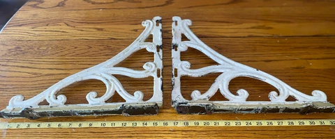 2 Antique Cast Iron Corbels Victorian Architectural Salvage Brackets Pair Cover
