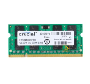 Crucial 4GB 2Rx8 PC2-5300S DDR2 667Mhz 200Pin RAM Memory Laptop 1.8V SO-DIMM_+ - Picture 1 of 6