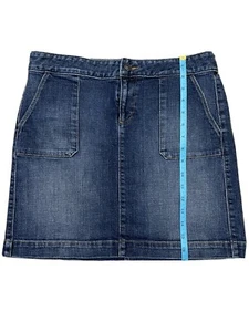 Loft Skirt Jeans Mini Casual Denim Blue Size M 15x17 Front Pockets - Picture 1 of 6