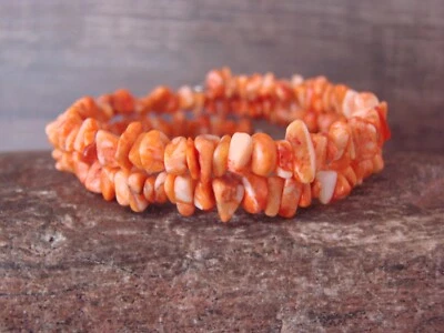 Navajo Indian Memory Wire Coil Spiny Oyster Bracelet by Doreen Jake - Image 1 of 4