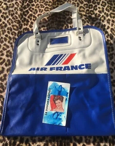 BOLSA DE EQUIPAJE DE VUELO DE VIAJE DE LÍNEA AÉREA FRANCIA FRANCESA AÑOS 60 ~ HECHA EN FRANCIA ~ SIN USAR - Imagen 1 de 10