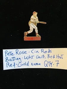 Vintage Lapel Pin  Rare Pete Rose, Cincinnati Reds, Batting Red Gold Name - Picture 1 of 1