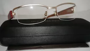 Boucheron New Eyeglasse Half Rimless Gold Metal Red Wood BEO 129.02 53 18 130 - Picture 1 of 12