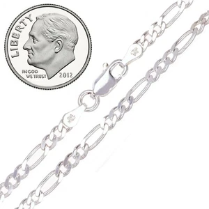 Men's Italian 10k White Gold 18" Figaro Link Chain Necklace 3.9mm 9.2 grams - Picture 1 of 8