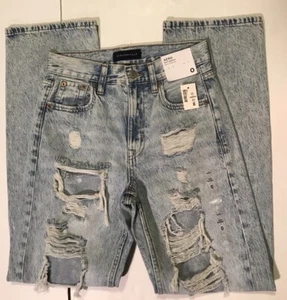 Aeropostale 90’s Baggy Jeans Women Size 0 / Length 30” Acid Wash New&&& - Picture 1 of 3