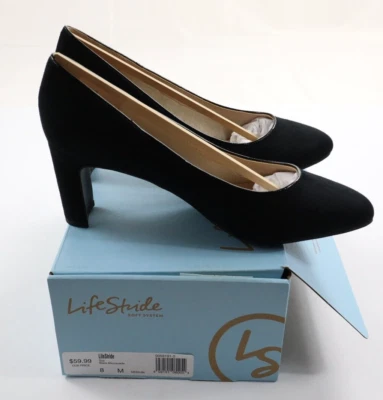 Zapatos de tacón alto LifeStride para mujer talla 8M negros de microgamuza Gigi Foto 1 de 4