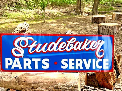 36" Hand Painted Vintage Metal STUDEBAKER Parts Service Gas Oil Dealership Sign - Image 1 of 4