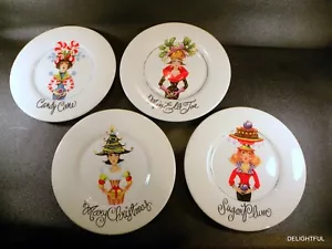 Holiday Shoppery Decorative Christmas 8" Plates Made for Neiman Marcus PORTUGAL - Picture 1 of 10