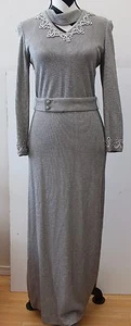 Vintage LILLI DIAMOND langes Strickkleid silber verziert L#160a - Bild 1 von 7