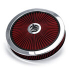 14" X 3" Round Red Thru Washable Air Cleaner Filter Assembly Chrome Thru Lid SBC