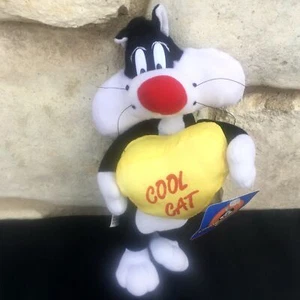 Peluche Looney Tunes Silvestre Cool Cat Play By Play 1998 San Valentín Corazón Juguete Nuevo con Etiquetas - Imagen 1 de 5
