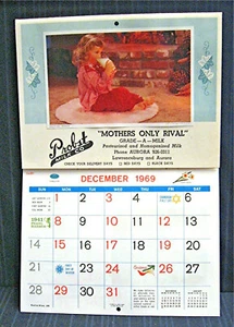 Calendario consegna a domicilio 1970 Probst latticini Lawrenceburg & Aurora in vecchio magazzino - Foto 1 di 1
