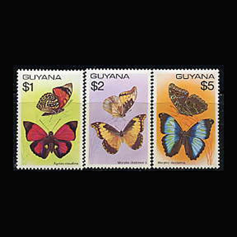 Guyana, Sc #287-89, MNH, 1978, mariposas, insectos, altos valores Foto 1 de 1