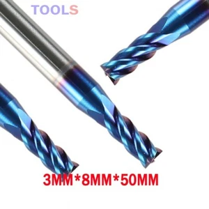 3 pezzi fresa fine carburo solido 3 mm 4 flauti fresa CNC trapano HRC65 - Foto 1 di 5