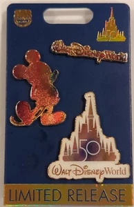 Walt Disney World 50th Anniversary Flair Pin Set (3pc). Limited Release NEW! - Picture 1 of 5