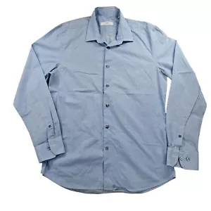 Saba Shirt Mens Medium Blue White Geometric Long Sleeve Button Up - Picture 1 of 8
