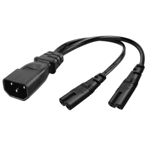 3-Prong C14 to C7+C7 Connector Adapter Cord Male Plug to Female Converter Wire - Picture 1 of 6
