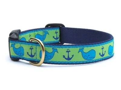 Collar para perro Up Country, ballena azul, ajustable, hecho en EE. UU., XS S M L XL XXL Foto 1 de 2