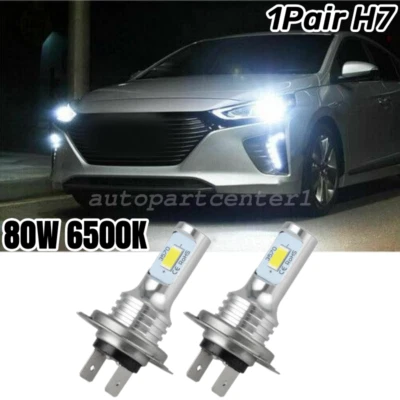 H7 Xenon White LED High/Low Beam Headlight Bulbs 2Pc For BMW E90 F30 328i 330i - Image 1 of 4