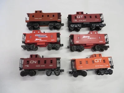 Lionel 6 Cabooses, Zenith, CN, Sears, GT Orange, GT Red, LL 6017 Excellent NoRes - Image 1 of 4