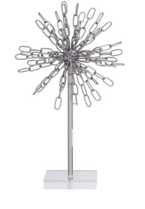 Decmode Industrial 18 X 10 Inch Iron Chain Link Sculpture With An Arcylic Base - Picture 1 of 2