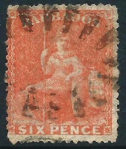 BARBADOS - 1871 QV '6d ORANGE-VERMILLION' FU SG50 Cv £28 [A2039] - Bild 1 von 2